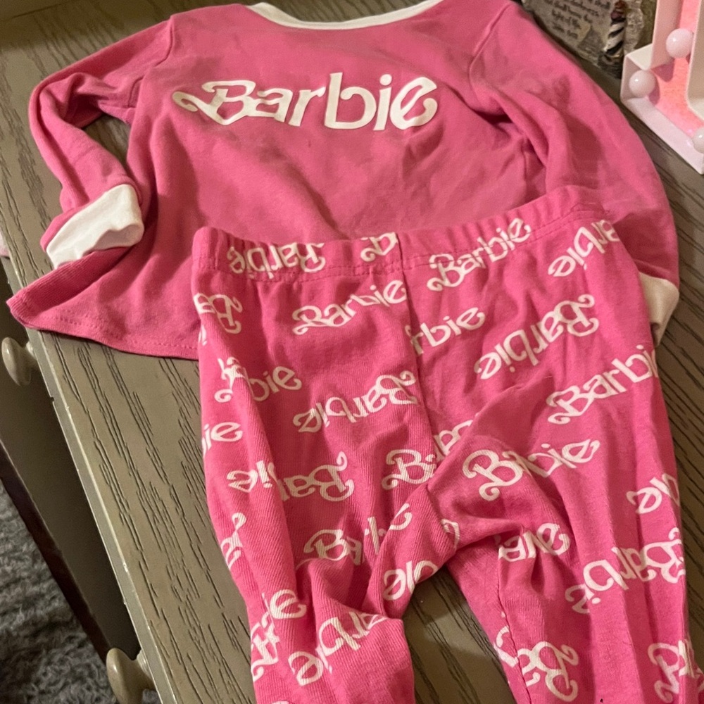 Barbie Kids Pajama Set - Pink and White